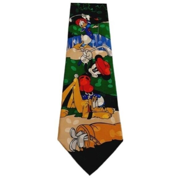 DISNEY | Vintage Handmade 100% Silk Golf Men's Necktie Mickey Inc. - Picture 11 of 11
